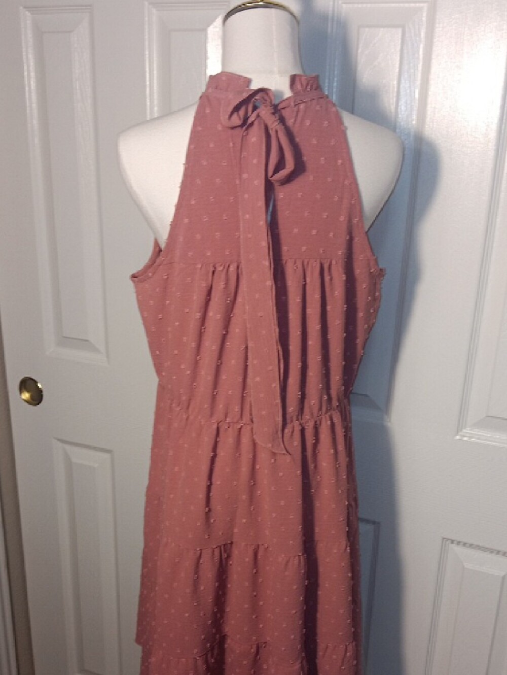 Halter Tiered Mini Dress in Mauve Pink - Picture 7 of 14